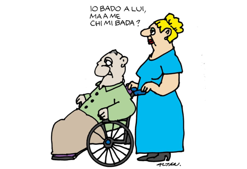 Illustrazione di una badante di Altan per Cipputi